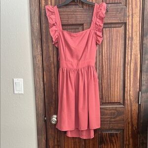 Ruffled Sleeveless Dress in Coral